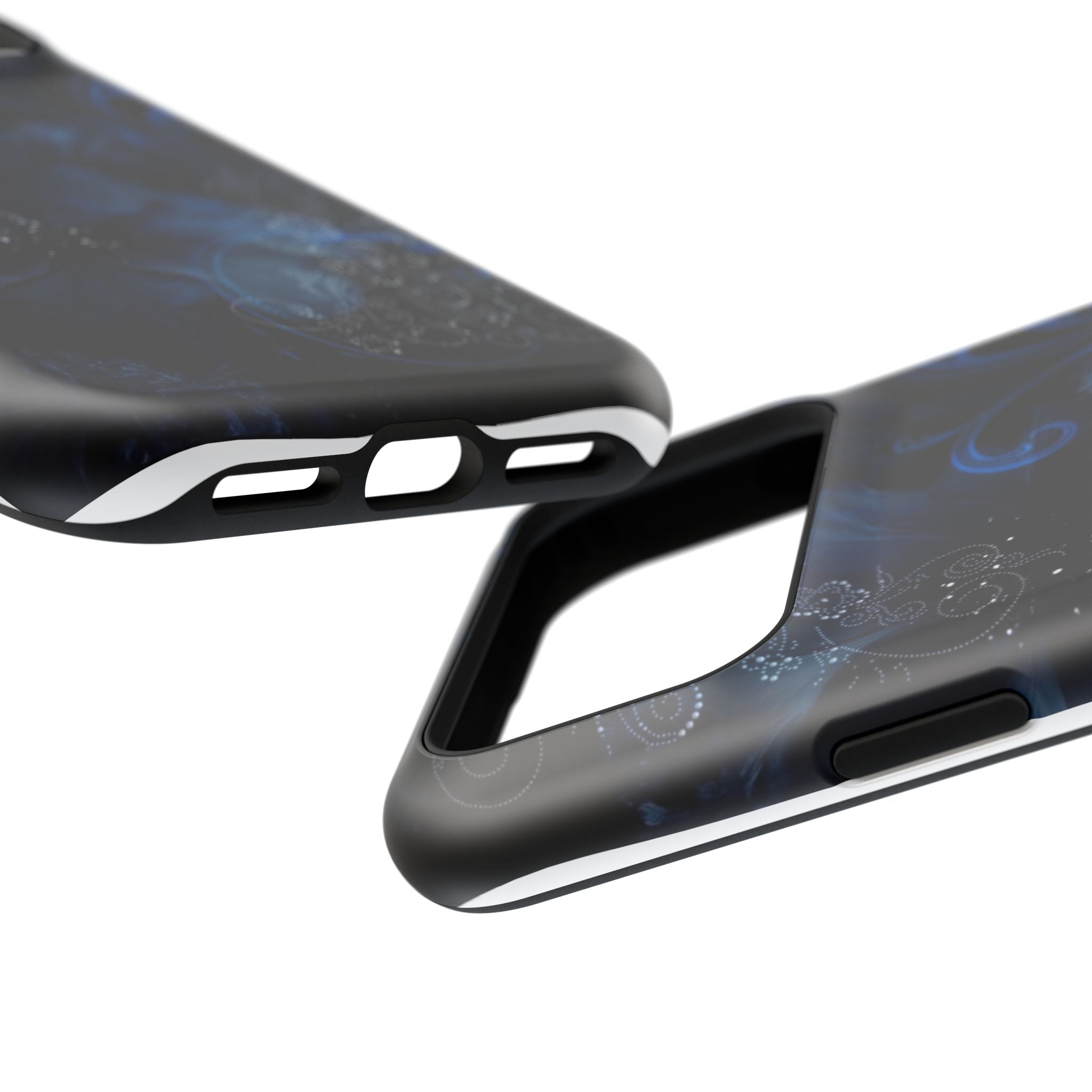 Y2K Dark Blue Glitter Floral Phone Case Impact-Resistant Cases