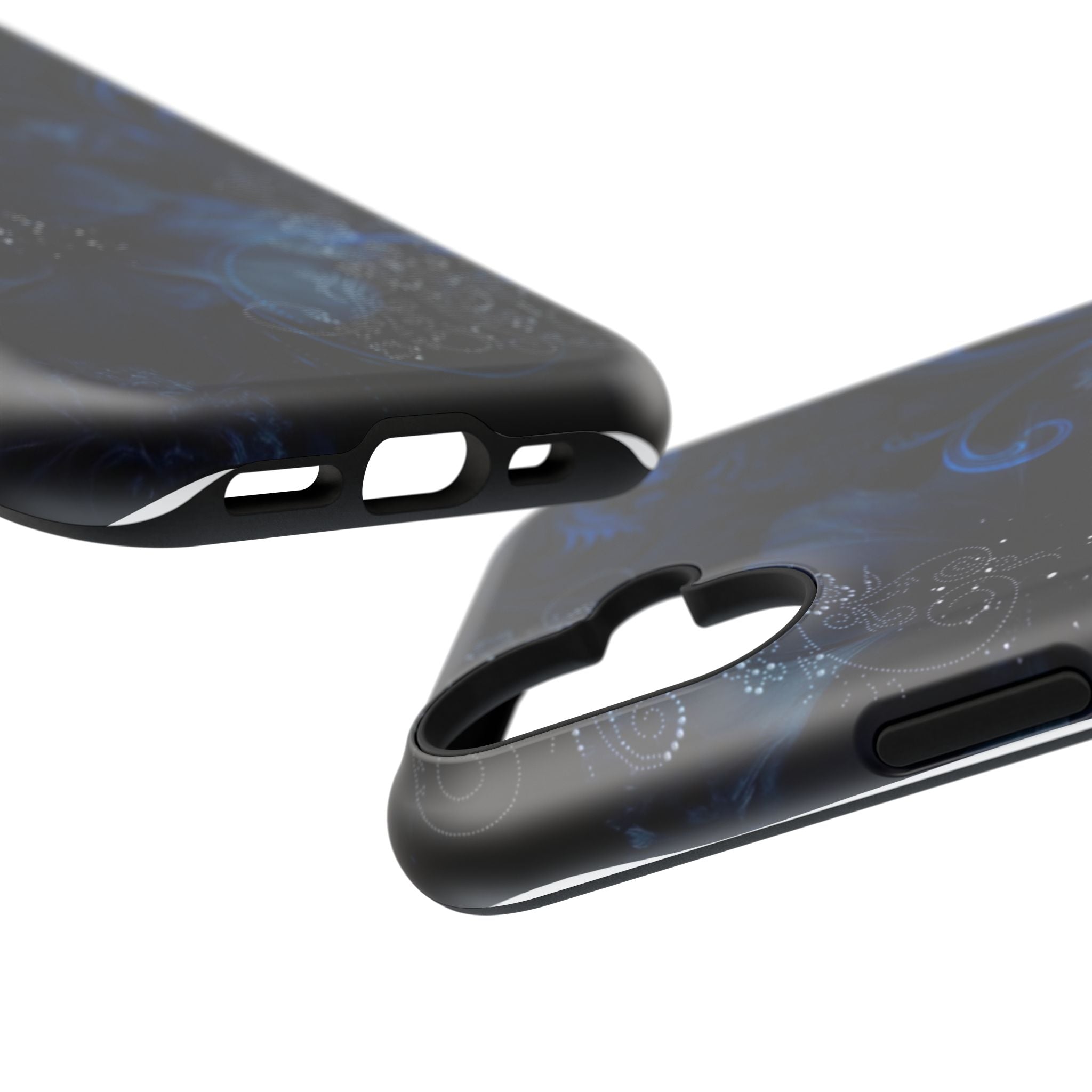 Y2K Dark Blue Glitter Floral Phone Case Impact-Resistant Cases