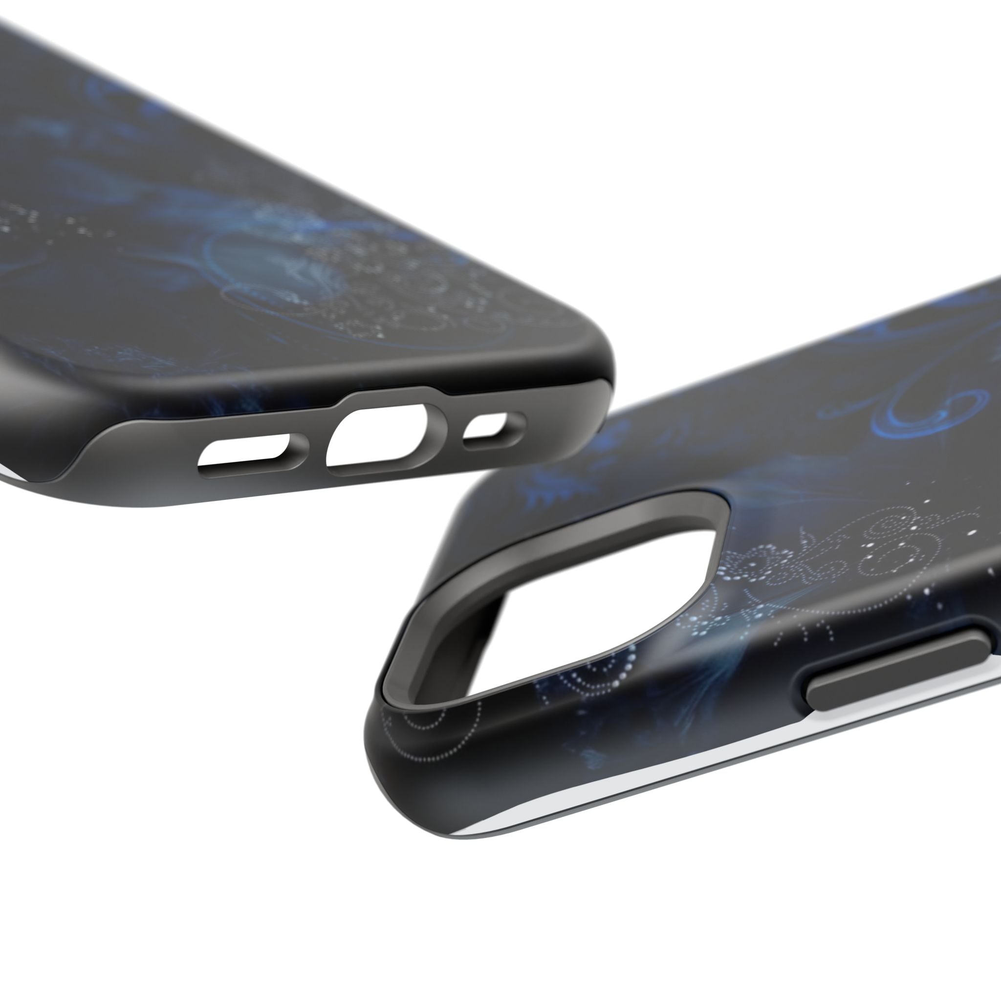 Y2K Dark Blue Glitter Floral Phone Case Impact-Resistant Cases