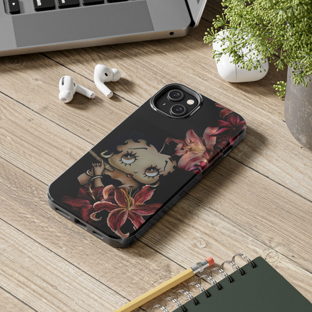 Betty Boop Red & Black Lily Phone Case — Tough Phone Case