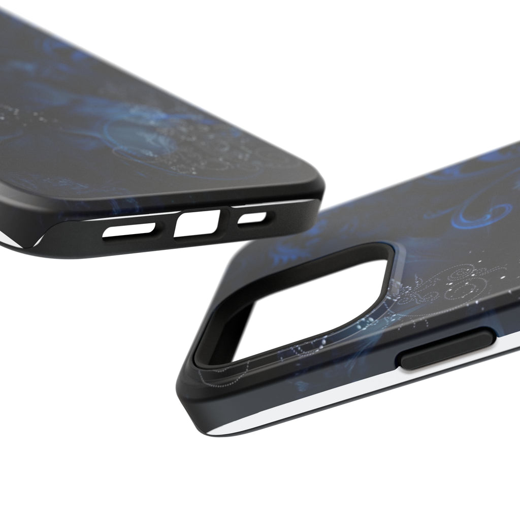 Y2K Dark Blue Glitter Floral Phone Case Impact-Resistant Cases