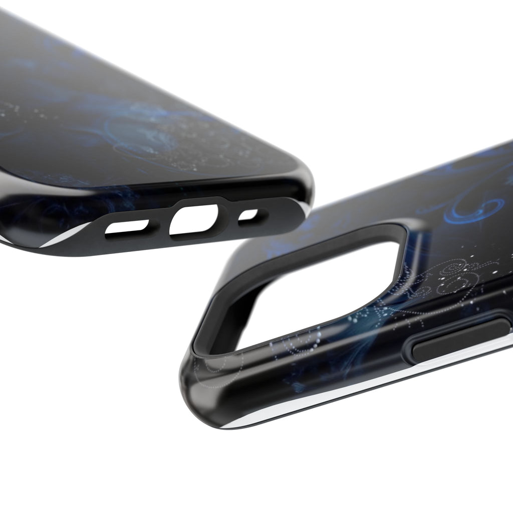 Y2K Dark Blue Glitter Floral Phone Case Impact-Resistant Cases