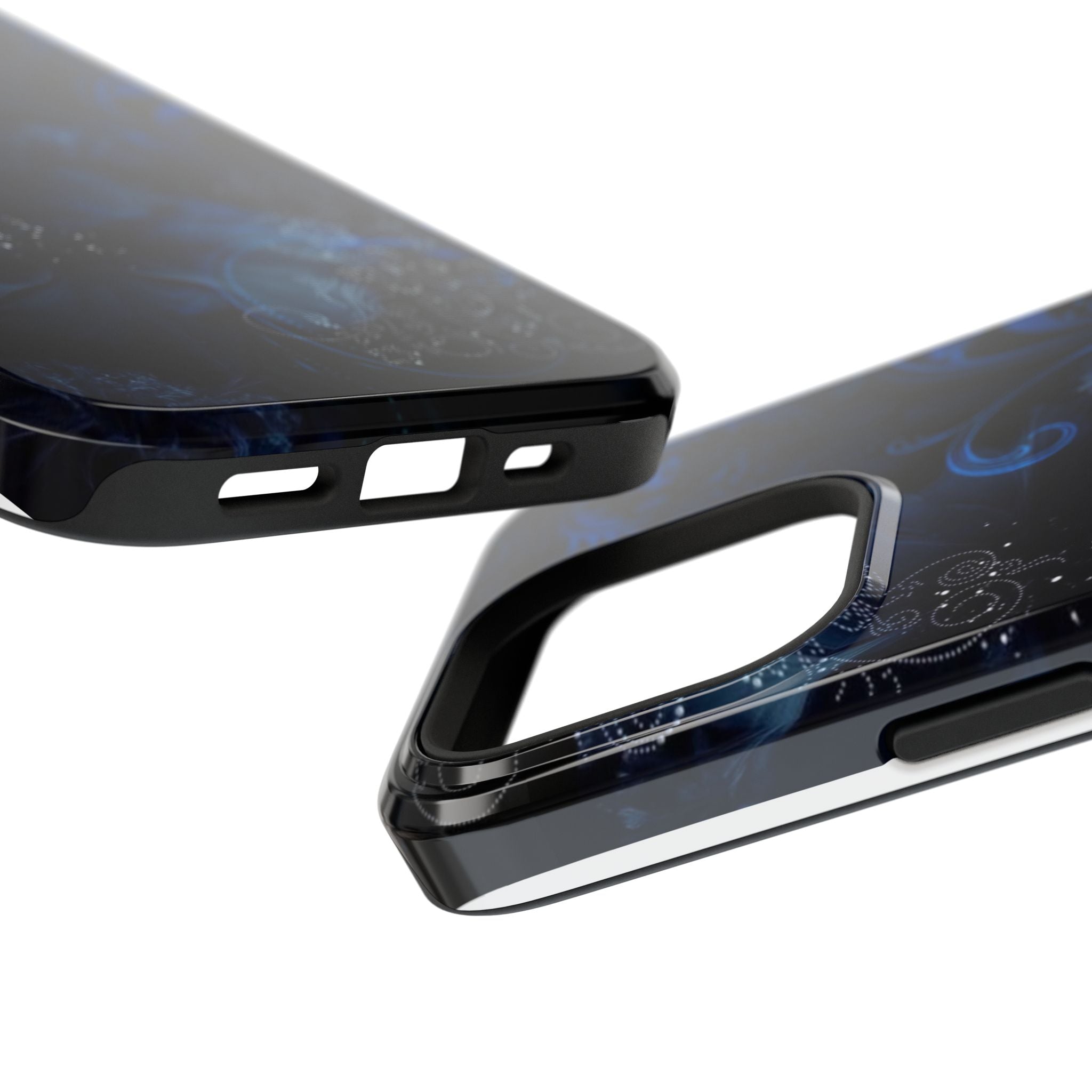 Y2K Dark Blue Glitter Floral Phone Case Impact-Resistant Cases