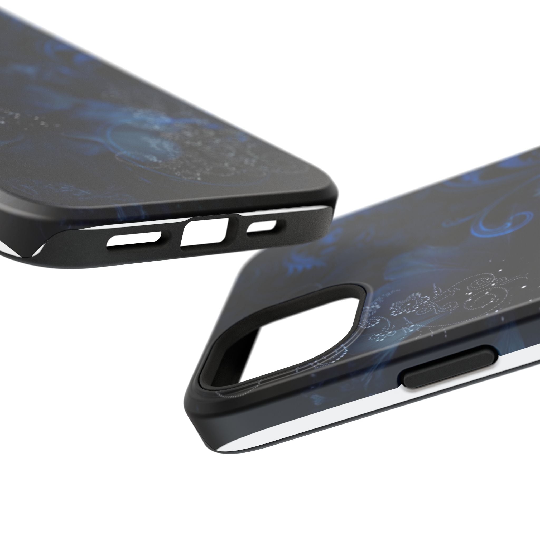 Y2K Dark Blue Glitter Floral Phone Case Impact-Resistant Cases