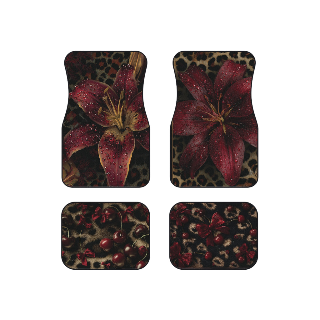lily leopard cherry car mats (4pc)