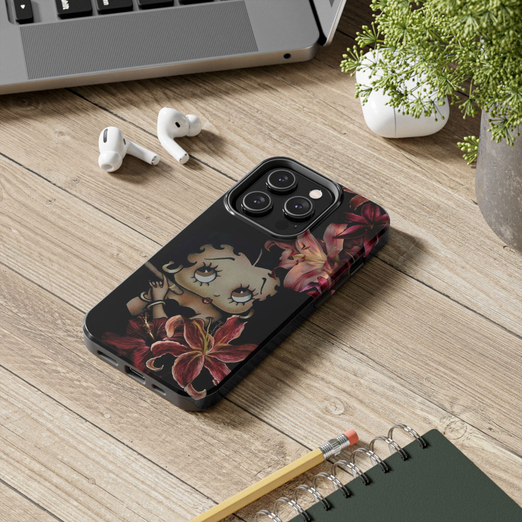 Betty Boop Red & Black Lily Phone Case — Tough Phone Case