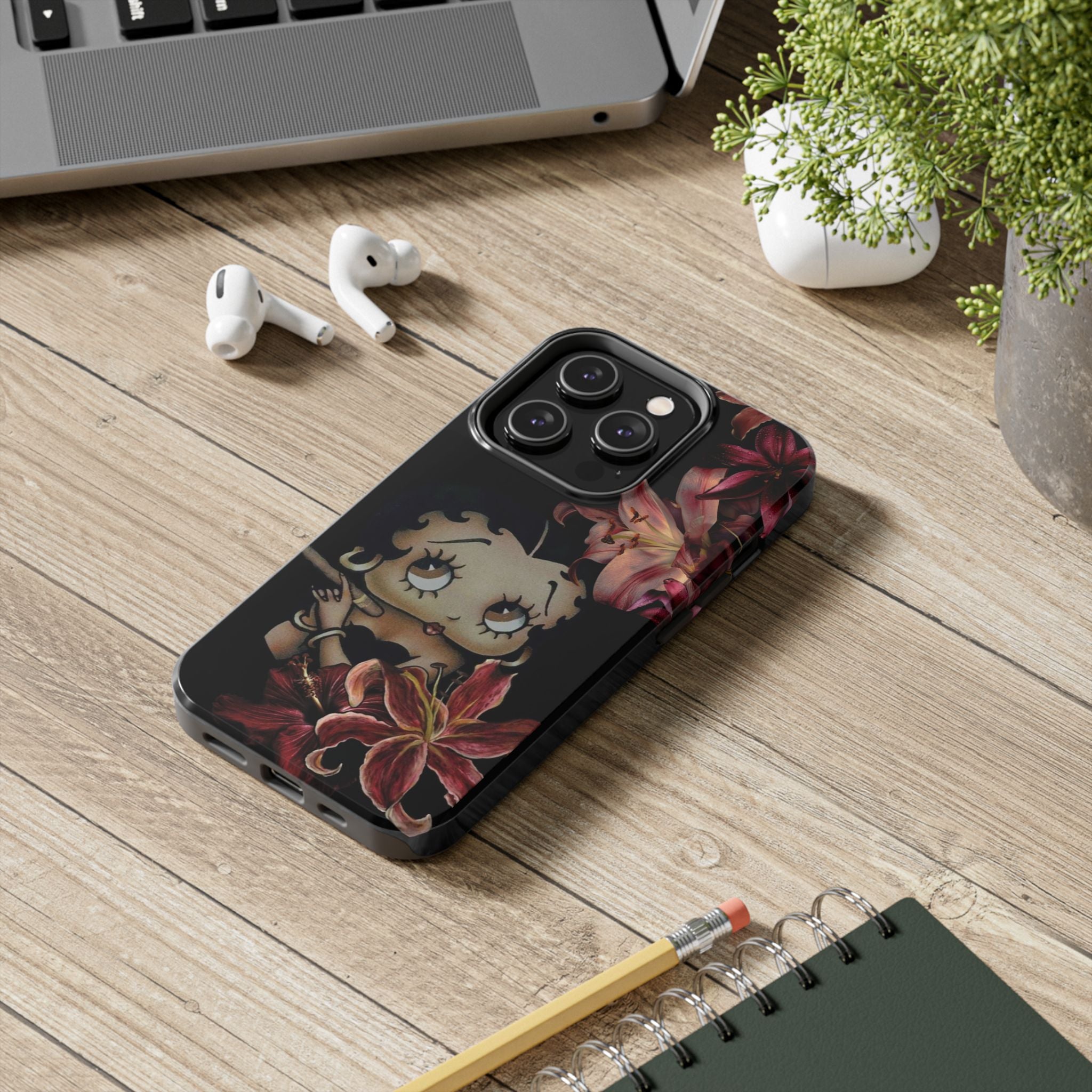 Betty Boop Red & Black Lily Phone Case — Tough Phone Case