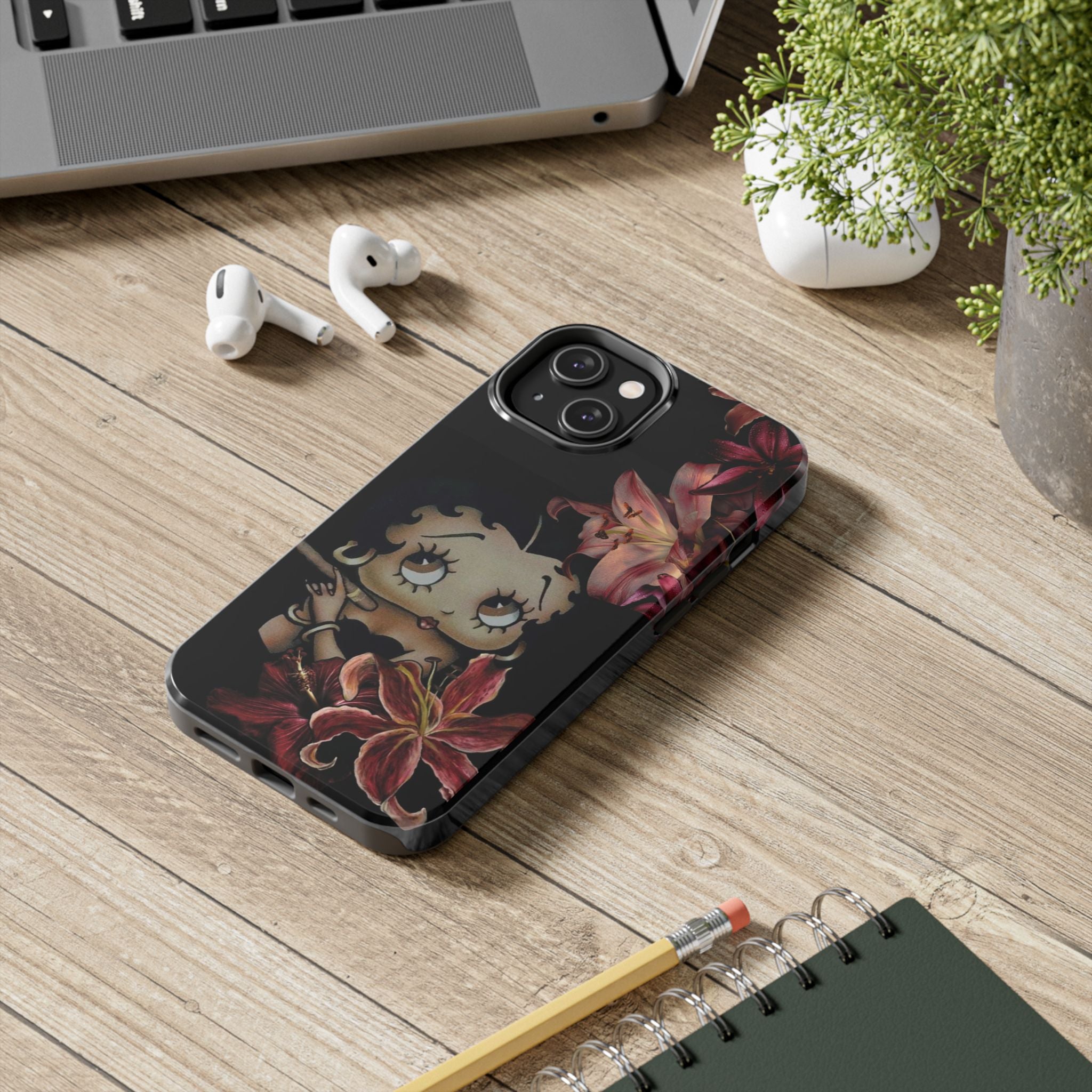 Betty Boop Red & Black Lily Phone Case — Tough Phone Case