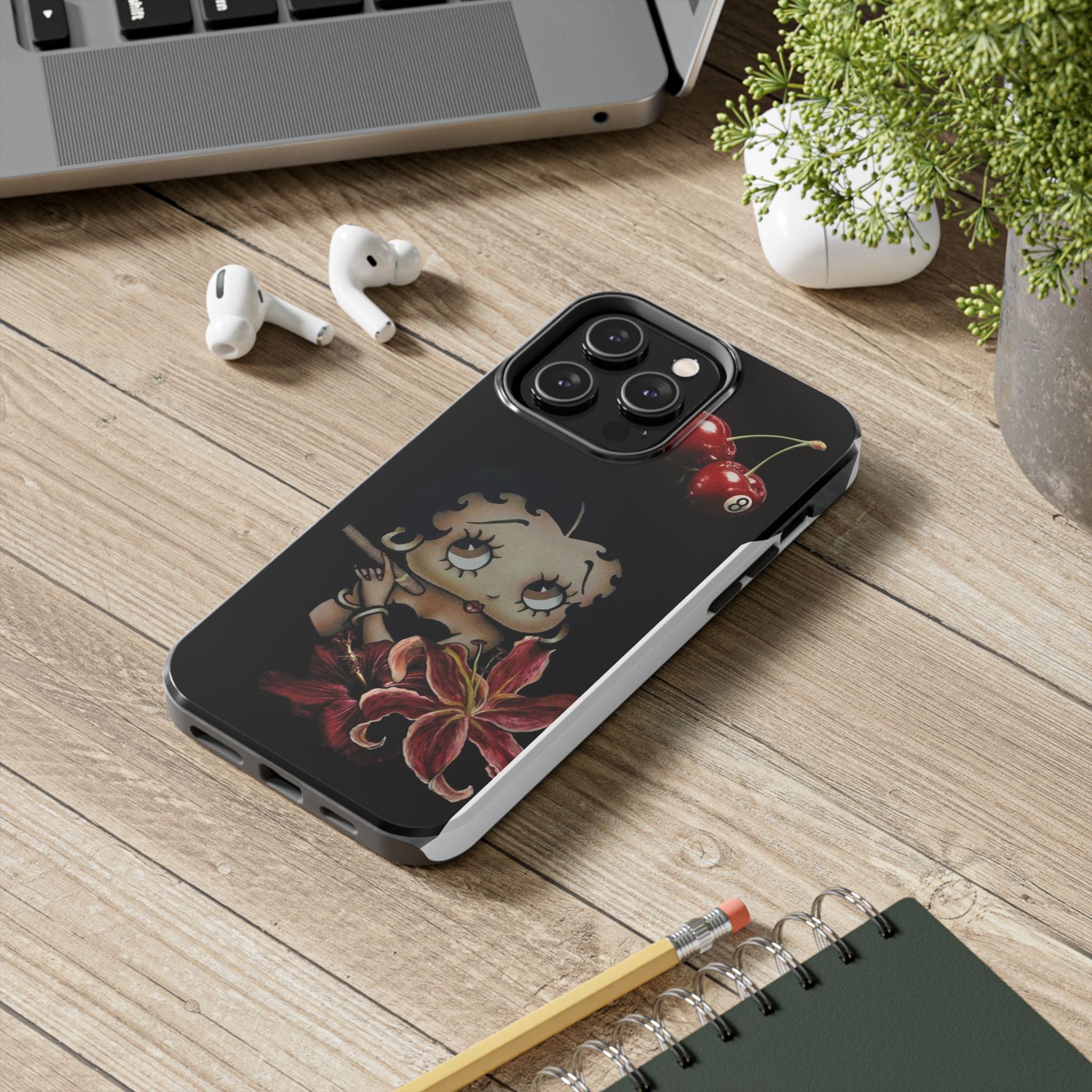Betty Boop Red & Black Lily Phone Case — Tough Phone Case