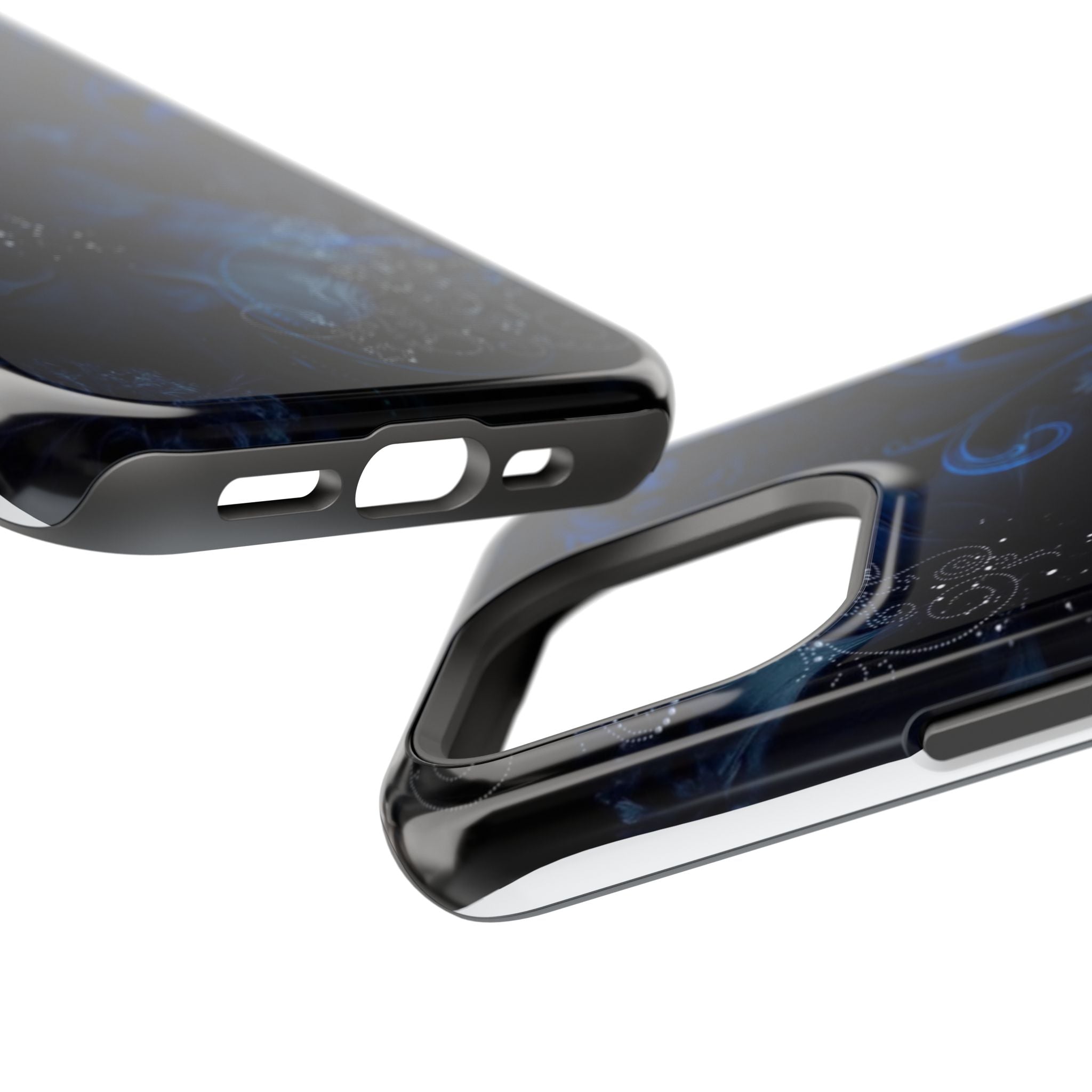 Y2K Dark Blue Glitter Floral Phone Case Impact-Resistant Cases