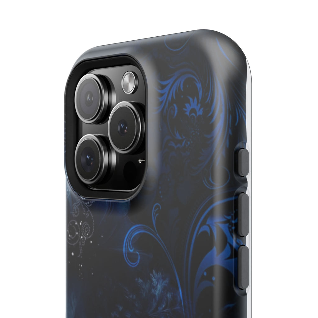 Y2K Dark Blue Glitter Floral Phone Case Impact-Resistant Cases